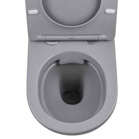 Унитаз подвесной Globo VT1-14SMG безободковый, цвет матовый серый, ультратонкое сиденье soft-close, артикул VT1-14SMG