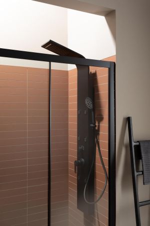 Душевая дверь Aquanet Pleasure AE60-N-150H200U-BT 150, прозрачное стекло, артикул AE60-N-150H200U-BT