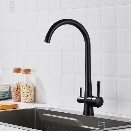 Смеситель для кухни с подключением фильтра Shevanik S428H, черный, артикул S428H