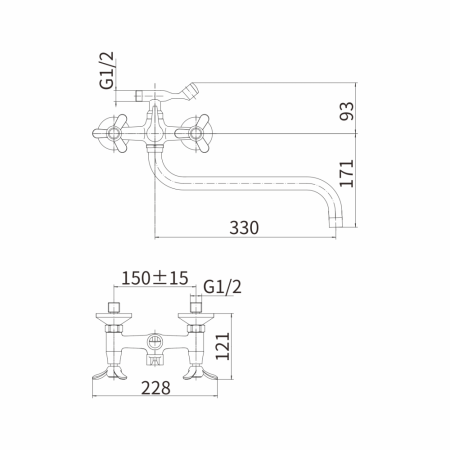 Смеситель для ванны FASHUN A2612, хром