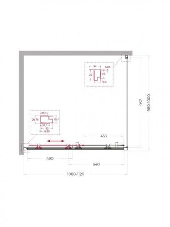 UNO-195-AH-1-110/80-C-NERO Душевой уголок, артикул UNO-195-AH-1-110/80-C-NERO