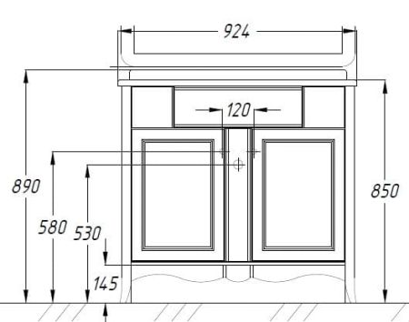 Тумба с раковиной Виктория 90 Opadiris Слоновая кость