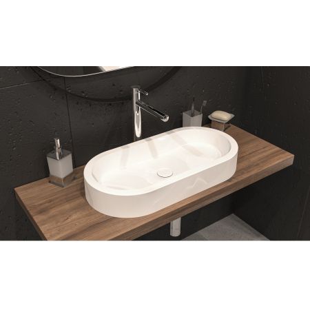 Умывальник WHITECROSS Malachite D 70x35 (белый глянец) иск. камень, артикул 0724.070035.100