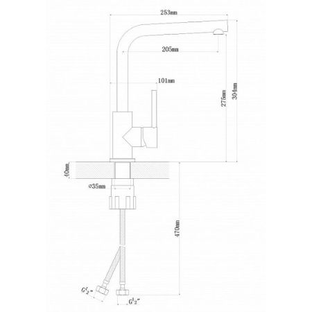 Смеситель для кухни Florentina ДЕЛЬТА 313.07H.1113.900, нержавеющая сталь, артикул 313.07H.1113.900