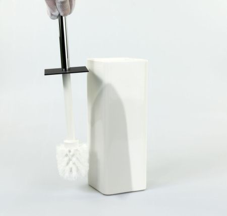 Stil Haus Living, напольный керамический ёрш, цвет хром - чёрный матовый - белая керамика, артикул LV12A(05)