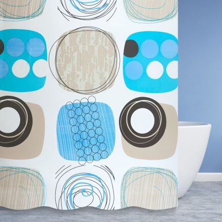 Штора для ванной комнаты Savol S-8PEVA04, круги, артикул S-8PEVA04