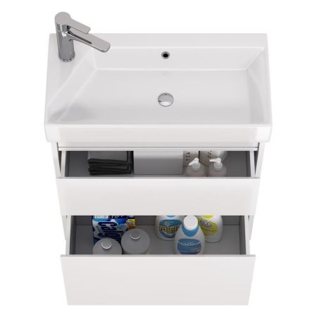 Тумба с раковиной подвесная Dreja Slim 65 см, белый, артикул 99-0401-com