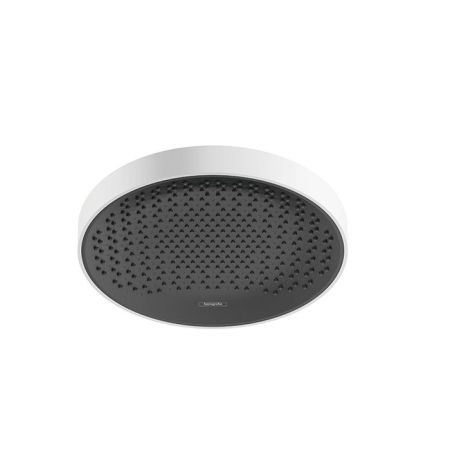Верхний душ, Hansgrohe, Rainfinity, ширина, мм-360, глубина, мм-360, форма-круглая, количество режимов-1, тип струи-PowderRain, держатель-необходимо заказать, цвет-белый матовый, цвет поверхности душевого диска-графит, артикул 26231700