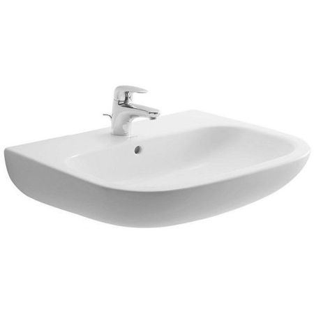 Раковина, Duravit, D-Code, ширина, мм-650, глубина, мм-500, высота, мм-180, отверстия для смесителя-1, перелив-есть, тип перелива-открытый, материал-керамика, цвет-белый, глазуровка-снизу, артикул 23106500002