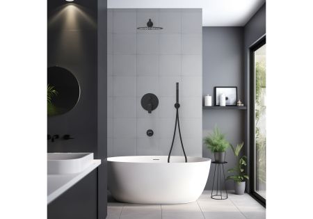 Set 4 в 1 душевой комплект AQUATEK, матовый черный AQ1173MB БЕТТА, артикул AQ1173MB