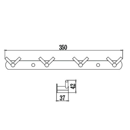 Планка с крючками Savol S-007224, хром, артикул S-007224