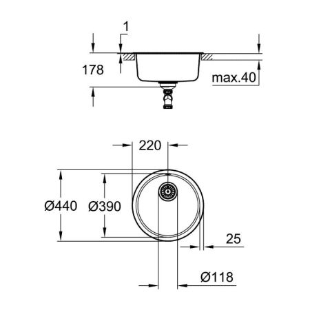 Мойка GROHE K200 Sink круглая с одной чашей, нержавеющая сталь (31720SD0)