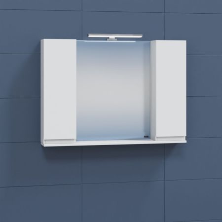 Зеркальный шкаф Санта Марс 100 см, 700285, с подсветкой, белый, артикул 700285