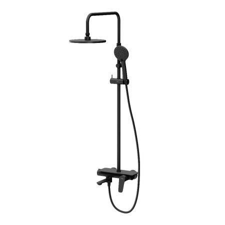 977730300 ДС Jupiter со смесителем полкой: верхний душ, ручной душ., штанга варио, чёрная, артикул 977730300