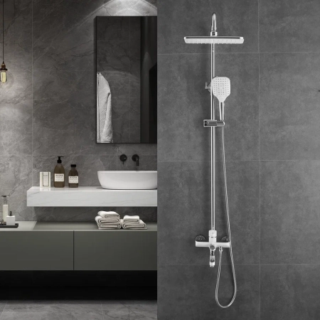 Душевая система Shevanik S8136F, белый/хром