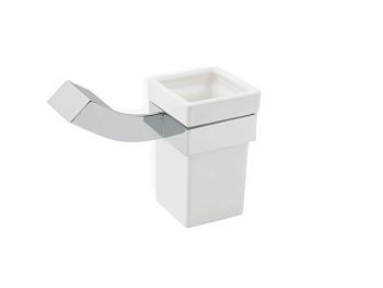 Stil Haus Fluid, настенный керамический стакан, цвет хром - белая керамика