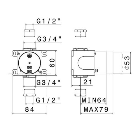 Newform Встраиваемая часть запорного вентиля 3/4"