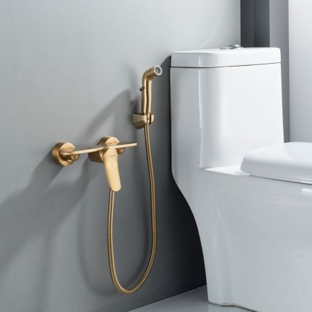 Гигиенический душ со смесителем Shevanik S4705G-1, золотой сатин