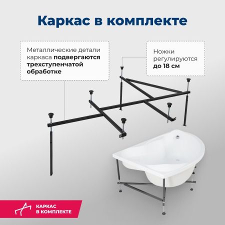 Акриловая ванна Aquanet Jamaica 160x100 L (с каркасом), артикул 00205486