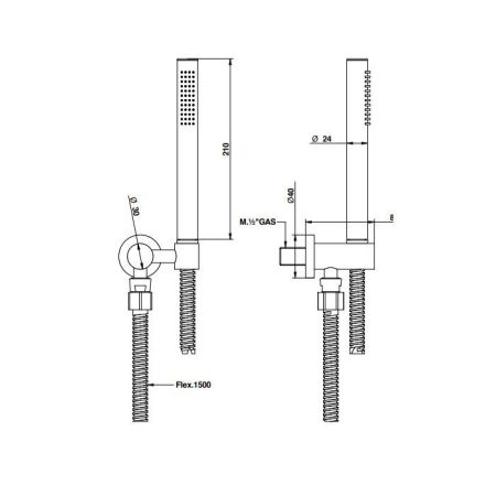Bongio Ручной душ с гибким шлангом 1500 мм, цвет Terra di Toscana, артикул 830TTB1
