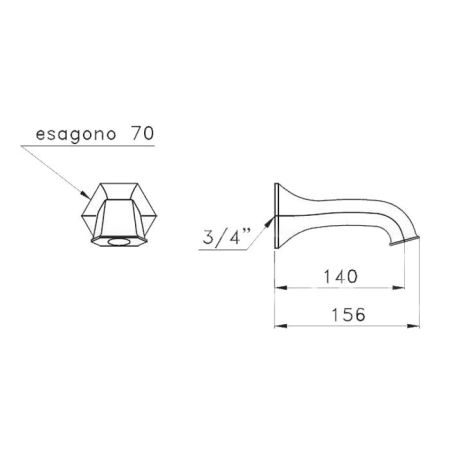 Stella Eccelsa Настенный излив для ванны 0/250, цвет: хром, артикул EC 09000 CR00