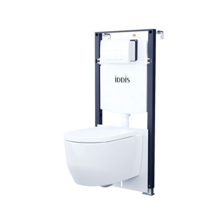 Комплект 3в1: подвесной унитаз, инсталляция и клавиша смыва белая, Basic, IDDIS (BASAI03i73), артикул BASAI03i73