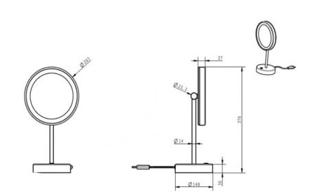 Косметическое зеркало с подсветкой настольное, артикул AM-M-062-CR