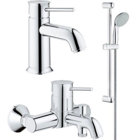 Набор смесителей GROHE BauClassic с душевым гарнитуром, хром (124404)