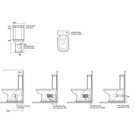 Kerasan Waldorf Унитаз-моноблок, 680*367мм, слив универсальный, цвет белый