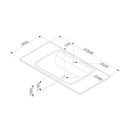 M8FWPC1000WM Func, Раковина мебельная, литьевой мрамор, 100 см, цвет белый матовый, артикул M8FWPC1000WM