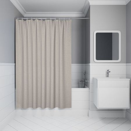 Штора для ванной, 200х180 см, Полиэстер, бежевый, IDDIS (DL02P18i11), артикул DL02P18i11