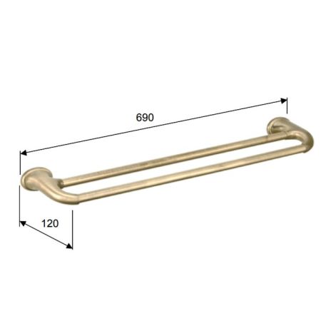 Daniel Revival Acc.B. Полотенцедержатель двойной, настенный, 60 см, бронза, артикул REPS978 br 63