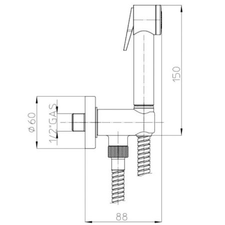 Bossini Ручной душ из латуни гидрощетка для WC NIKITA - CROMOLUX cm 125 - хром, артикул C69006B.030