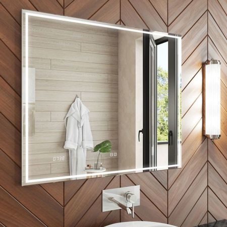 Зеркало Vigo Marta Luxe 100 с подсветкой и часами Хром, артикул Marta Luxe 1000