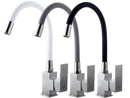 Смеситель для кухни с гибким изливом FASHUN A54302-7, сатин/черный