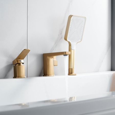 Смеситель на борт ванны Shevanik S9912G, золотой сатин, артикул S9912G