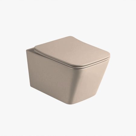 Унитаз подвесной Q-Line VT1-12MC безободковый, цвет капучино мат., ультратонкое soft close сиденье, артикул VT1-12MC