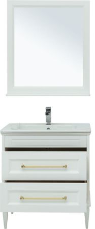 Мебель для ванной Aquanet Бостон М 80 белый (ручки золото, раковина Эйфория), артикул 00281191