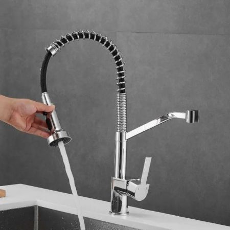 Смеситель для кухни с гибким изливом и режимом душ Haiba HB73826, хром