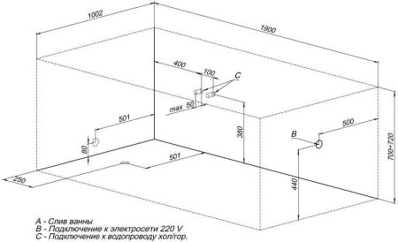 Акриловая ванна Aquanet Vega 190x100, артикул 00204046