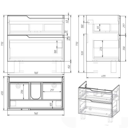 Тумба Hella stor 80, серый лак, артикул OW24.12.01