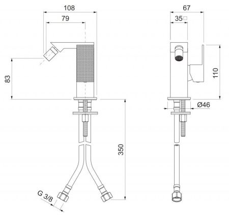 Смеситель для биде CEZARES PRIZMA-BSM1