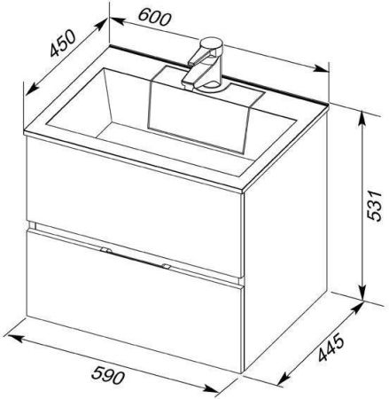 Тумба с раковиной Aquanet Алвита 60 белый, артикул 00213095
