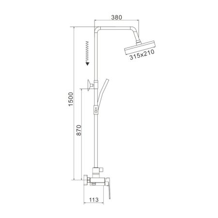 Душевая система Rose R1836H-6, черный
