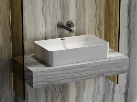 Умывальник чаша накладная прямоугольная со сливом переливом Элемент (Element) 605x385x140мм, артикул CN6065