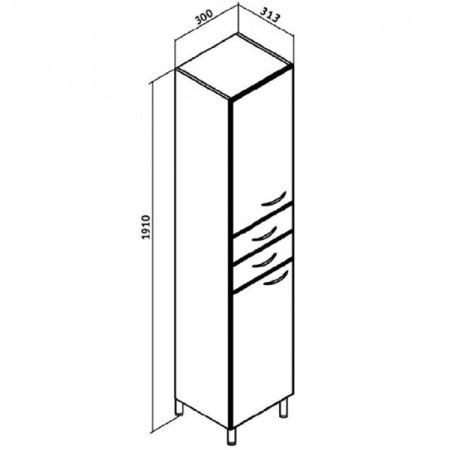 Шкаф пенал Runo 30 4620750021139 с бельевой корзиной L Белый
