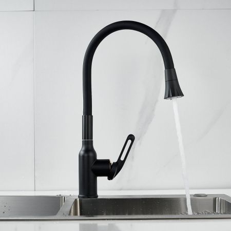 Смеситель для кухни с гибким изливом Raffine F303H-3, черный, артикул F303H-3
