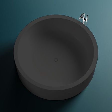 Salini Isola Ванна отдельностоящая 2000x2000x710 мм со встроенным сливом-переливом, каркасом: RAL9011 черный глянцевый, артикул 101111GRF RAL9011