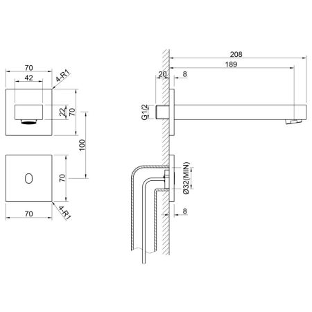 Смеситель для раковины встроенный, сенсорный Timo Selene никель (2073/13SM), артикул 2073/13SM