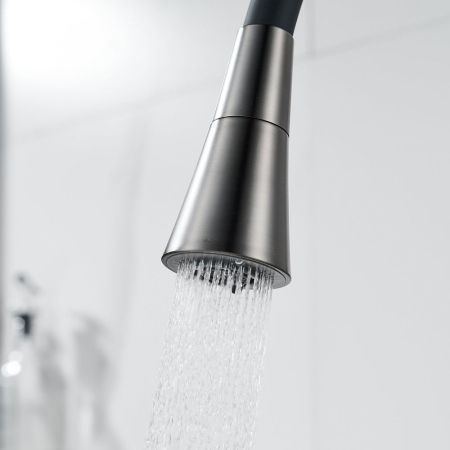 Смеситель для кухни с гибким изливом Shevanik S543T-3, оружейная сталь/черный